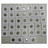 US coin lot: 2 - three cent nickels, 3 Liberty