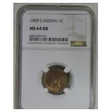 1909-S Indian cent, NGC MS64RB