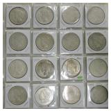 Page of 3 Morgan and 13 Peace dollars