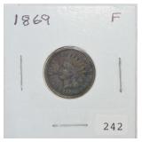 1869 Indian cent, F