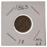 1863 Indian cent, MS63