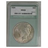1924 Peace dollar, NTC MS66