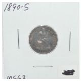 1890-S Liberty Seated dime, MS63