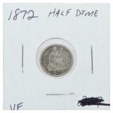 1872 Liberty Seated half dime, VF
