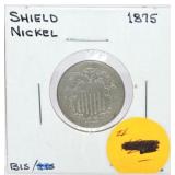 1875 Shield nickel