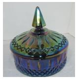 Indiana carnival glass covered candy dish