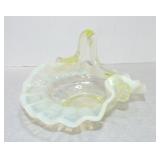 Vaseline Uranium glass opalescent basket