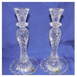 Waterford pair of candle sticks, 10"