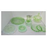 Green glass lot of 7 pcs