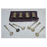 Sterling silver set of 4 shakers and 6 salt