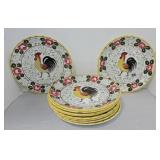 Japan Rooster & Roses set of 10 - 9 1/2" plates,