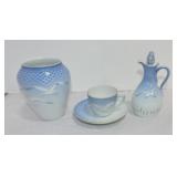 Bing & Grondahl vase, demitasse cup & saucer,