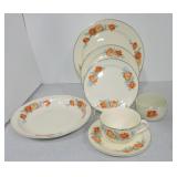 Hall China Orange Poppy set of 4 - 7 pc place