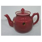 Hall China maroon Ohio teapot with gold dot