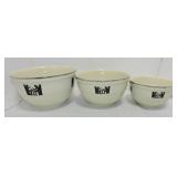 Hall China Silhouette 3 pc mixing bowl set,