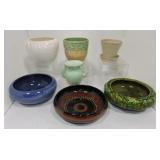 Pottery lot of 7 planters/vase, various
