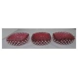 Hobbs cranberry opalescent hobnail lot of