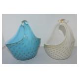 Murano lot of 2 - 6 1/2" art glass baskets