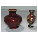 Cloisonne lot of 2 vases, 3"