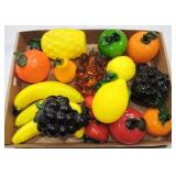 Lot of glass fruit