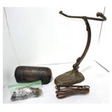 Handel desk lamp, bronze base, reverse painted