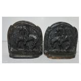 Bronze pair of bookends with Indian on horse,