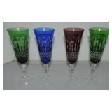 Bohemian cut to clear set of 4 - 7 1/2" wine