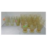 Amber depression glass lot - 4 Florentine Poppy