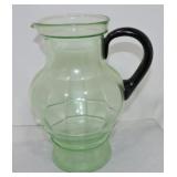 Green glass pitcher with black amethyst