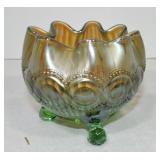 Northwood green carnival glass 