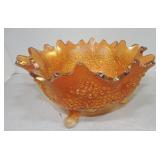 Fenton marigold carnival glass footed