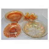 Marigold carnival glass lot of 4 bowls