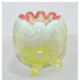Vaseline Uranium glass opalescent footed rose bowl