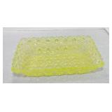 Vaseline Uranium glass 8" Daisy & Button dish