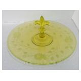 Vaseline Uranium glass sandwich tray, 11 1/2"