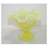 Vaseline Uranium glass opalescent 5 1/2" comport