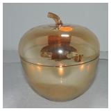Carnival glass apple covered jar