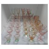 Pink depression lot of stemware