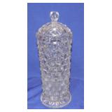 American Fostoria straw jar with lid