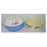 Hall China blue Crocus casserole and French
