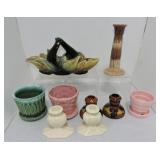 Pottery lot of 9 pcs, various condition, McCoy,