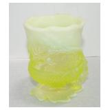 Vaseline Uranium glass opalescent oak leaf and