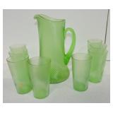 Green depression swirl 9 pc water set