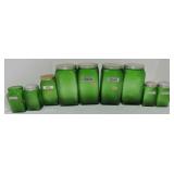 Depression era dark green 9 pc canister/