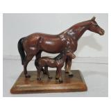 Cast iron horse and colt figure, 6"