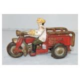 Cast iron motorcycle crash car, 4"