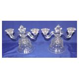 American Fostoria pair of bell shaped 2 lite
