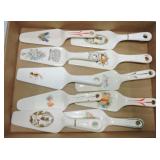 Lot of 10 cake servers by Harker, Oven Serve, and