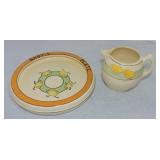 Roseville chick creamer (hairline) and baby plate