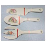 Crooksville Petit Point 3 pc utensil set